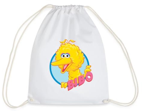 Spreadshirt Sesamstraße Bibo Portrait Turnbeutel, One size, Weiß