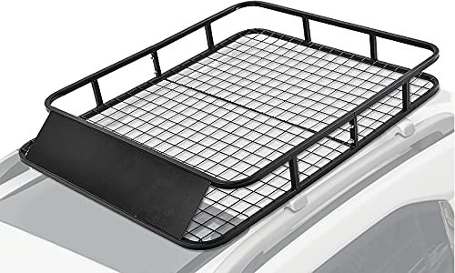 RELAX4LIFE Portapacchi da Tetto Universali per Auto Portata 75 KG, Cesto per Bagagli in Metallo, Tetto di Stoccaggio per Bagagli (122,5 x 102 x 15 cm)