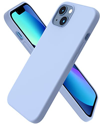 ORNARTO Compatible with iPhone 13 Case 6.1, Slim Liquid Silicone 3 Layers Full Covered Soft Gel Rubber Case Cover 6.1 inch-Light Blue