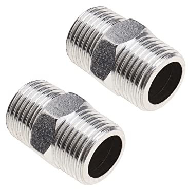 ECSiNG 2 Stück Universal Schlauchanschluss Schlauchnippel Edelstahl Adapter BSP 1/2 Zoll auf 1/2 Zoll für Badezimmer Brauseschlauch Duschschlauch Verlängerung