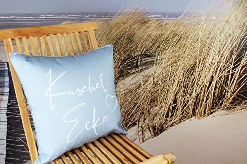 KAMACA Outdoor Dekokissen Kissen für Garten Lounge Balkon wasserabweisend schmutzabweisend UV Schutz ideal für Haus Garten Camping (Kuschelecke grau)