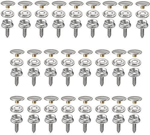 Lushly 25 Stück Edelstahl Druckknöpfe, Snap Fastener, Screw Snaps, Druckknöpfe 15mm, mit Schrauben, Silber Klein, Metall für Planen Schiffe Möbel Segeltuch Autozelte