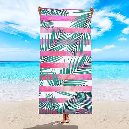 Handtuch Groß 100x200 cm Mikrofaser Strandtuch Violett Strandtuch Palme, Badetuch Strandhandtuch Schnell Trocknendes Sandfreies Weiches Saunatuch, reisehandtuch, Badehandtuch