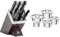 ZWILLING Bloque de cuchillos auto-afilables de 7 piezas, Bloque de madera, Cuchillos y tijeras con mango especial de acero inoxidable/plástico, Gourmet & Batería de Cocina de 5 Piezas, 4 Tapas
