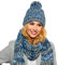 ELIMELI Damen Winter Mütze warme Strickmütze Wintermütze mit Bommel Slouch Beanie Damen für Winter Bommelmütze Hergestellt in EU Farbenauswahl 19005 (Blau - Set mit Schal)