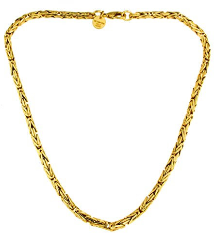 Byzantiner Königskette rund geschliffen 18kt Doublé 4mm Länge 60cm, Halskette Herren-Kette Goldkette Damen Geschenk Schmuck ab Fabrik Tendenze-Italy