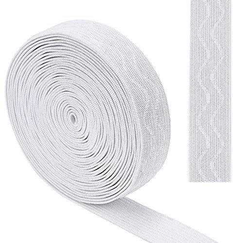 GORGECRAFT 5 Yards 20mm Wide Non-Slip Elastic Ribbon Wave Silicone Elastic Gripper Band Stretch Rubbers Elastic Belt for DIY Garment Sewing Crafts Sports Shorts Accessories, White