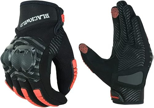 BLACKWILD Motorrad Handschuhe, Touchscreen Motorradhandschuhe für Motorradrennen, Mountainbike, Motorcross, Klettern, Wandern und andere Outdoor Sportarten und Aktivitäten (Schwarz Rot, XL)
