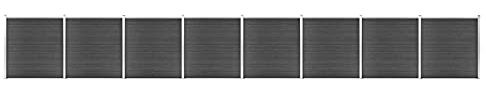 Yolola WPC Zaun Zaunelement Set WPC Sichtschutzzaun Windschutz, Zaun Gartenzaun Wpc Zaun Komplettset 1391x186 cm Schwarz