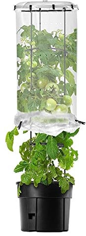 KADAX Pot de Fleurs avec Couvercle pour tomates matures, Parapluie pour tomates avec Pot de Fleurs, Ensemble de Pots de Fleurs avec Treillis, Tour d'élevage avec Treillis (30 cm)