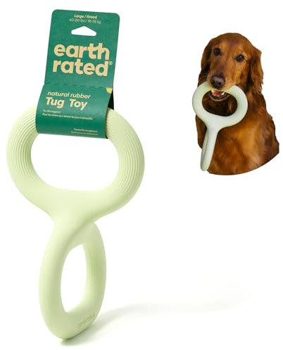 Earth Rated Ziehspielzeug, EIN interaktives Spielzeug für ausgewachsene Hunde und Welpen, ergonomischer Griff, Naturgummi, groß, grün