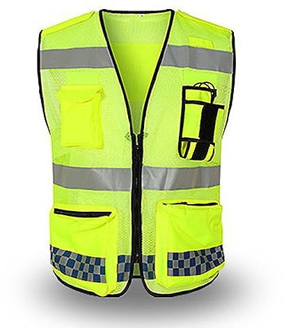 Shkalacar Warnweste für Herren and Damen, Atmungsaktive Reflektierende Sicherheitsweste mit Taschen und Reißverschluss, Gut sichtbare Bauweste und Arbeitsweste für Verbreitet Flughäfen(Gelb,XXL)