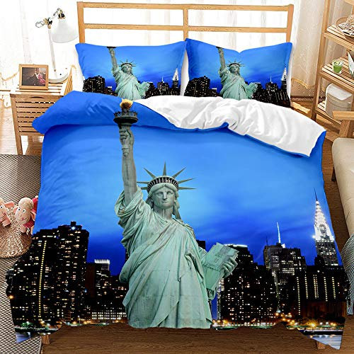 BJCJGGL Bettwäsche 220x240 Blue Liberty GöTtin Bettwäsche-Set mit Reißverschluss Schließung und 2 Kopfkissenbezug 80x80 cm - Weicher Atmungsaktive Mikrofaser Bettbezug für Erwachsene Kinder