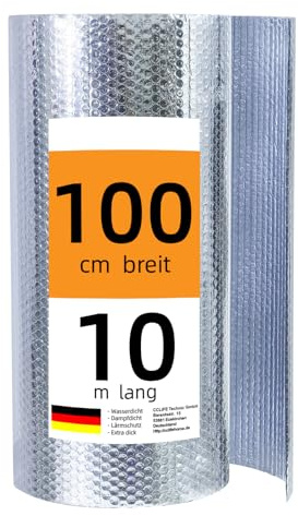 CCLIFE Isolierfolie Dämmfolie 1x10 m - 10㎡ Folie Reflexionsfolie Aluminisierte Isolierfolie Dachisolierung Isolierungsfolie für Wärmehaltung Heizkörper für Dächer Dachböden Garage
