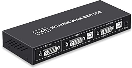 xbiez DVI KVM Switch 2-Port DVI Bildschirm Splitter 2 In 1 Out Adapter Für Tastatur Und Maus Drucker Computer Shared Switcher Hub USB Switcher 2 Computer Switch Selector