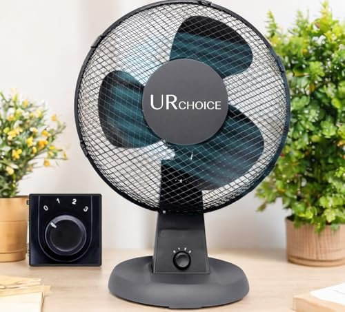 12 Inch Portable Desk Fan, Oscillating Matt Black Table Fan with 3 Speed Settings, Adjustable Tilt, Powerful Cooling Airflow & Quiet Operation, Lightweight Premium Fan for Bedroom or Office Use
