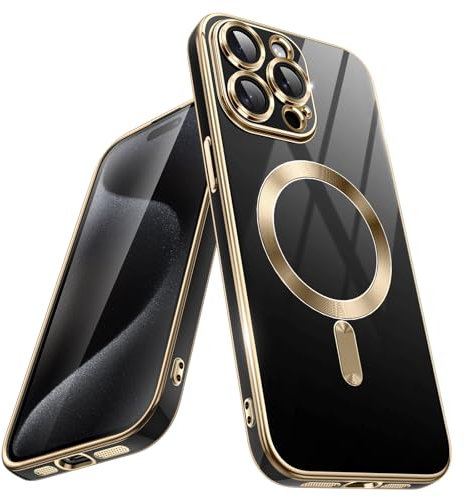 JETech Cover Placcatura per iPhone 15 Pro 6,1 Pollici, Compatibile con MagSafe, Obiettivo per Fotocamera Protezione Completa, Morbido TPU Custodia, Retro Tinta Unita (Titanio Nero)