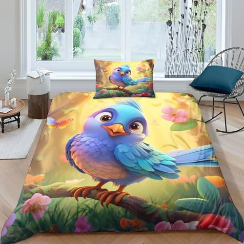 GUYDZOOM Sperling Bettbezug Set Bettwäsche Kinderbettwäsche-Set Reißverschluss Mit Kissenbezug Betten Set Für Jungen Und Mädchen, Kinder Single（1Tier5x200cm）