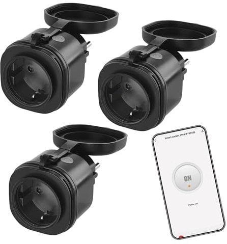 EMOS GoSmart ZigBee Outdoor Steckdose 16A, 3 Stück, 2,4GHz Smart Steckdose mit Timer und Stromzähler, IP44, manuell oder mit Smart-App gesteuert, kompatibel mit Amazon Alexa, Google Assistant, schwarz