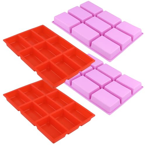 DAKFOOK 4 Pack 9 Cavity Silicone Bread Baking Mold, Non-Stick Mini Loaf Tins, Silicone Mini Loaf Pan for Mini Cake, Bread, Meatloaf, Brownie, Muffin, 31 x 21 x 3cm