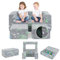 COSTWAY Modulares Kindersofa, im Dunkeln leuchtendes Spielsofa, Modulsofa mit abnehmbarem und maschinenwaschbarem Flanellbezug, Kleinkind-Couch für Spielzimmer und Kinderzimmer (Grauer Dinosaurier)