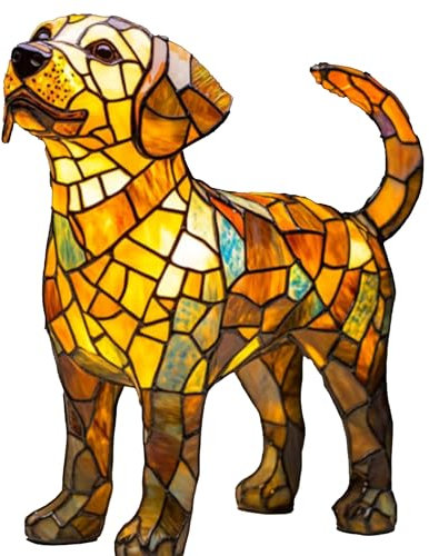 LED Lampe (Corgi/Mops/) - Handgefertigte Harz Nachttischlampe mit warmem Umgebungslicht, Wohndeko für Hundeliebhaber & Tierische Schlafzimmerbeleuchtung, Golden Retriever