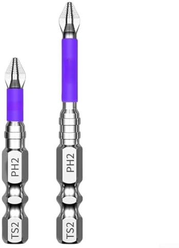 Lot de 2 embouts de tournevis magnétiques avec dents antidérapantes et tête de perçage renforcée, convient pour une utilisation avec perceuse filaire et sans fil