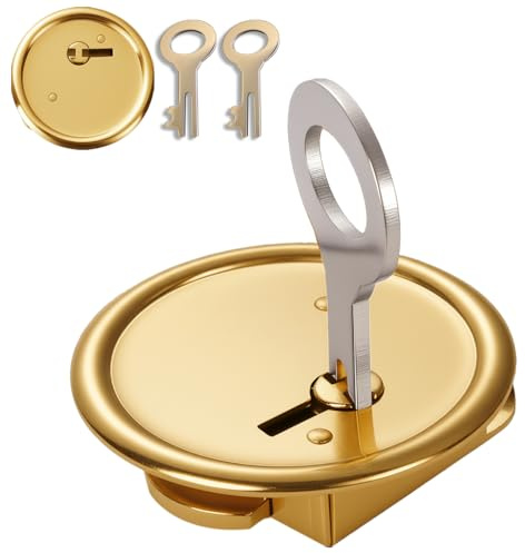 Wuhonghao Spardosen Schloss Inkl. 2 SchlüSsel Metall，Sparschwein-Schloß, Spardosenschloß mit SchlüSsel，Spardosenschloss Metallic füR Runde LöCher Mit Einem Durchmesser Von 33mm Bis 36 mm（Gold） (Gold)