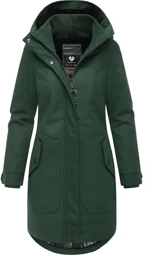 Ragwear Damen atmungsaktiver langer Wintermantel in Wollmantel-Optik warme Winterjacke Jannisa Coat YOUMODO XS-6XL