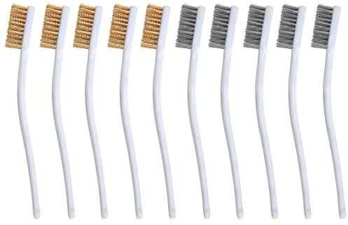 10 Stück Messingbürste Set – Kleine Drahtbürste aus Messing für Grill, Metall, Schweißnähte, Rost und 3D-Drucker Reinigung – Handreinigungsbürste für Rahmen, Türen, Fenster und Werkstattzubehör