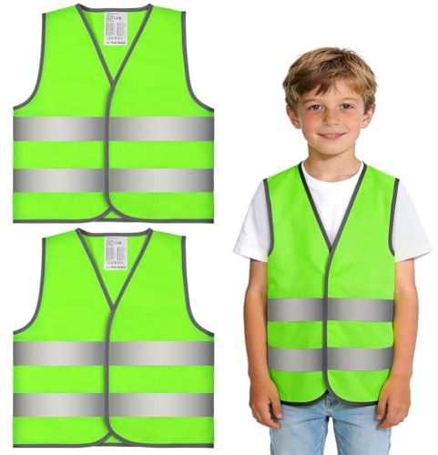 AYBUY Warnwesten für Kinder, 2 Stück Reflektorweste Kinder, Warnweste Kinder mit 360° Reflektierendes Band, Sicherheitsweste Kinder, Warnweste Fahrrad für Schulen, Sport, Laufen.