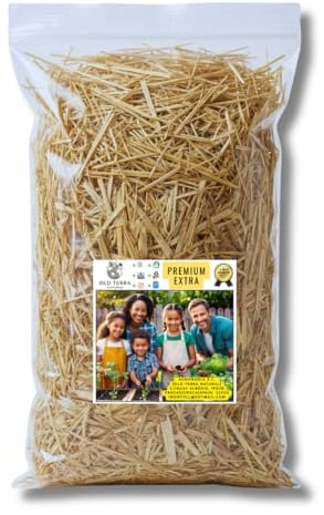 OLD TERRA NATURAL Paille d'orge Premium (6L) - Lit 100 % naturel pour lapins, cochons d'Inde et animaux de compagnie - Sans poussière, odeur agréable - Idéal pour les nids, le rembourrage et les