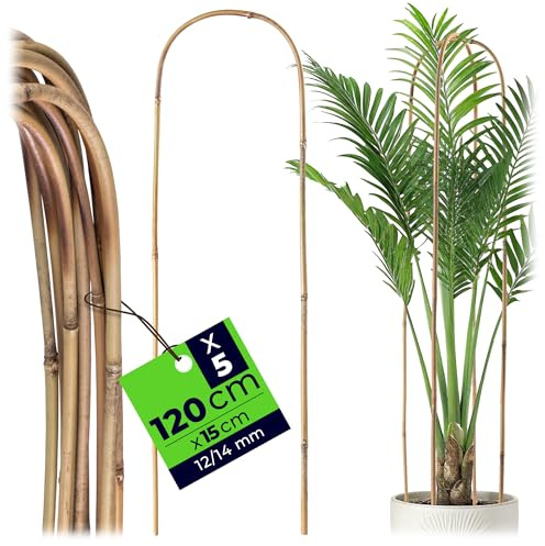 KADAX Bambusstäbe in U-Form, 120cm x 14/16mm x 15cm, 5er Set, Rankbogen aus Bambus, stabile Rankhilfe in Bogenform, Pflanzstäbe für Kletterpflanzen, Pflanzenstütze