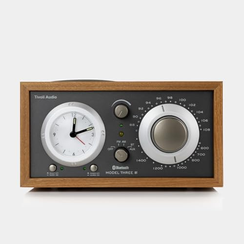 Tivoli Audio Model Three Bluetooth Clock Radio with USB-A & USB-C Charging Ports (Cherry/Metallic Taupe)