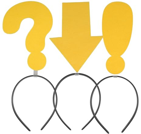 GRADENEVE 3 Stück pack Lustige Pfeil und Fragezeichen Haarreifen aus Kunststoff und Filz für Geburtstagsparty und Verschiedene Themen Einzigartig und Einfach zu Tragen