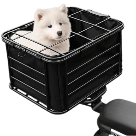 Trasportino Cane Moto Struttura Acciaio Robusta Installazione Facile Porta Cane Moto Spazioso Interno per Cani Gatti Piccoli Uscite con Scooter Elettrico(44 * 25 * 34cm)