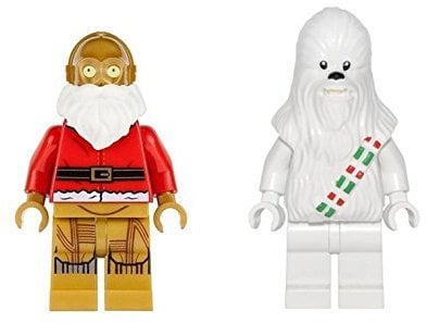 LEGO C-3PO Weihnachtsmann und Schnee Chewbacca Minifiguren Star Wars Holiday