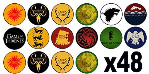 48 G.O.T Game of Thrones 3cm Mini Discs Edible Wafer Disc Cupcake Toppers (NOT PRE Cut)