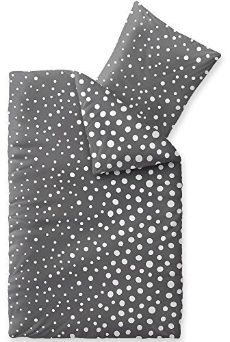 aqua-textil Trend Bettwäsche 155x220 cm 2tlg. Baumwolle Bettbezug Tiara Punkte Grau Weiß