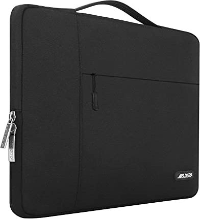 MOSISO Laptop Hülle Kompatibel mit MacBook Air/Pro,13-13,3 Zoll Notebook,Kompatibel mit MacBook Pro 14 Zoll M3 M2 M1 Pro Max 2024-2021,Polyester Multifunktion Sleeve Tasche, Schwarz