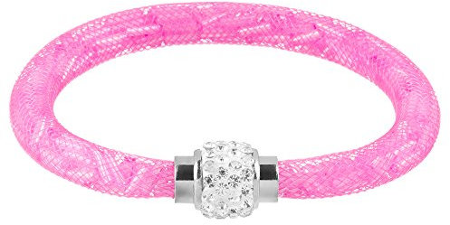 Mianova Damen Armband Armreif Stardust mit Kristallen Glitzerkugel und Magnetverschluß Rosa