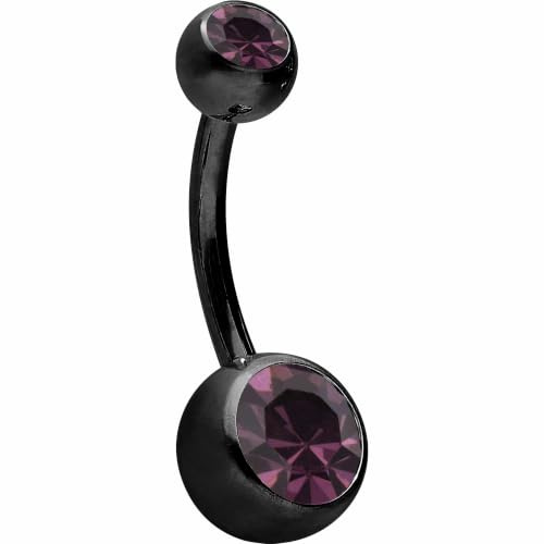 PIERCINGLINE Bauchnabelpiercing aus Chirurgenstahl mit 2 Kristallen - Bananabell Piercing in stylischen Farben und 4 Größen