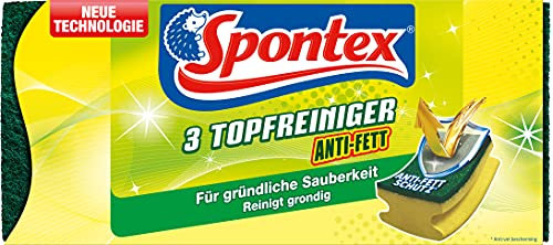 Spontex Anti-Fett, Topfreiniger mit fettabweisenden Fasern für lange Haltbarkeit,12 Stück (4er Pack)