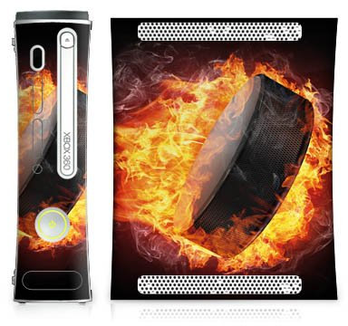DeinDesign Skin kompatibel mit Microsoft Xbox 360 Folie Sticker Eishockey Feuer