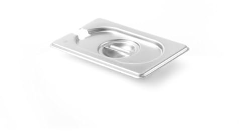 HENDI Gastronorm Deckel mit Löffelaussparung, für Gastronormbehälter, Temperaturbeständig von -40° bis 300°C, Heissluftöfen-Chafing Dishes-Bain Marie, Stapelbar, GN 1/9, 176x108 mm, Edelstahl