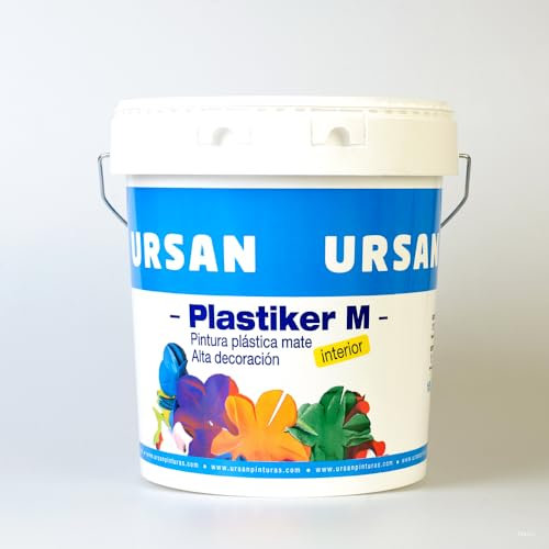 Ursan - Plastiker M | Pintura Blanca Interior Mate para Decoracion de Paredes y Techos - Uso Recomendado en Paramentos Interiores como Yeso, Escayola o Cemento - Acabado Mate Sedoso -15 Litros
