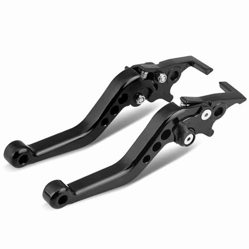 Keenso Motorrad Bremshebel, 1 Paar Motorrad Bremsgriff Aluminium Bremshebel Kupplungshebel Doppelscheibe Für die meisten Motorräder, Roller, elektrischem Fahrrad (Schwarz)