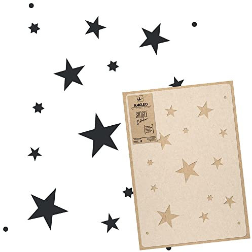 NAKLEO Große Malschablonen 43x64 cm, Fünfzackig Stern Himmel Nacht Muster, Wiederverwendbare Kunststoff Wandschablone, Dekoration DIY Handwerk, Holz Wand Stoff Stein