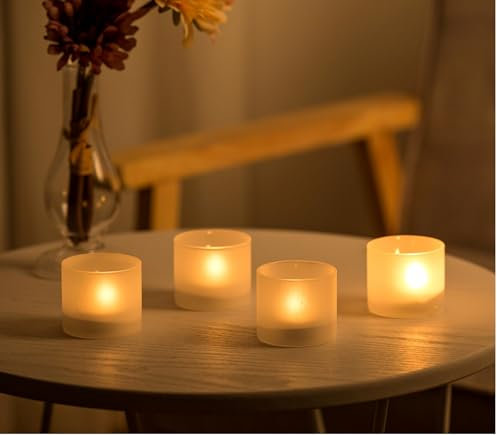 Nuptio 12 Pièces Bougeoir en Verre Dépoli, Mini Bougeoir Photophore, 4.3cm de Largeur 3.9cm de Hauteur pour Les Cadeaux, Mariages, Cadeaux et Décoration de la Maison