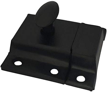 QCAA Oval Turn Cabinet Latch, for Cupboard & Other Furniture, Large, Matte Black, 1 Pack